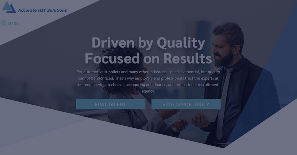 Home page of Accurate Hit Solutions' website