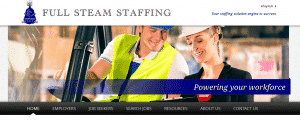 Full Steam Staffing Website Homepage