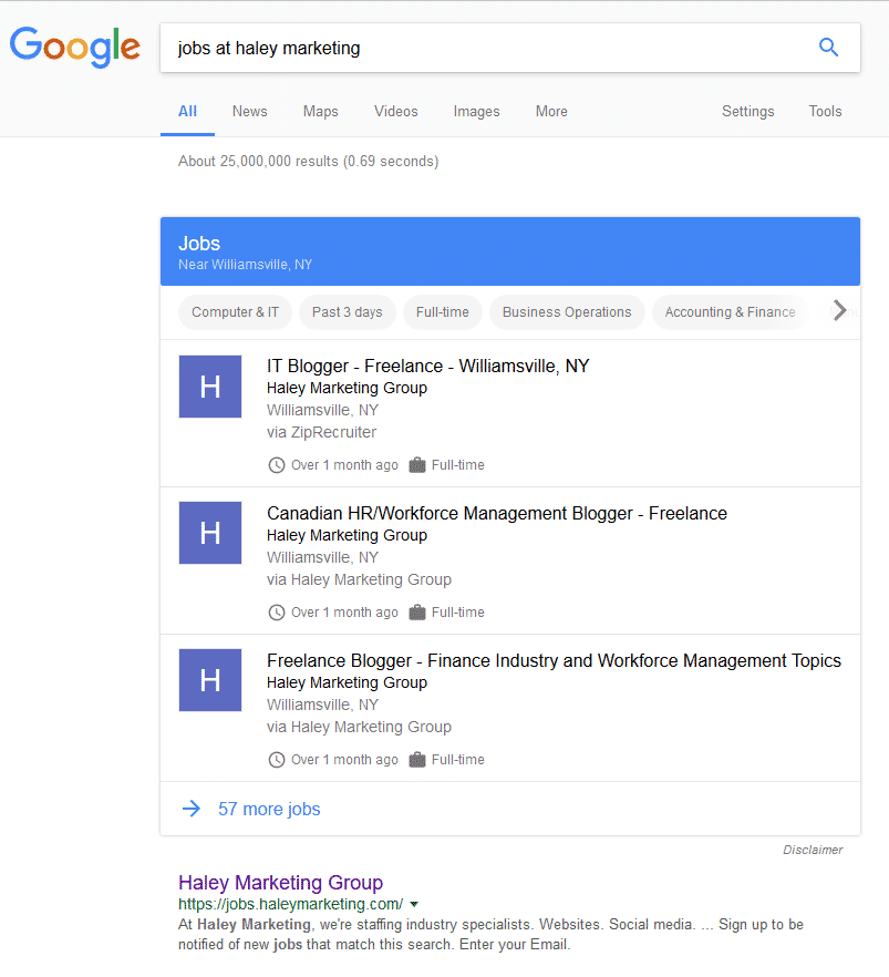 Google Jobs sample