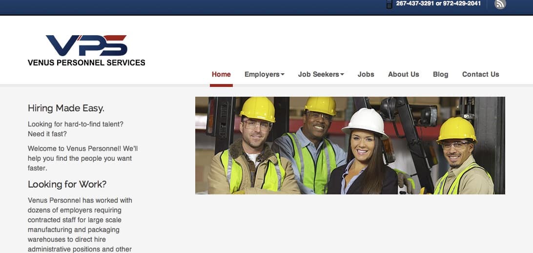 Venus Personnel Services Website