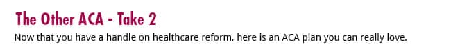 THE OTHER ACA - TAKE 2 - Now that you have a handle on healthcare reform, he’re an ACA plan you can really love.