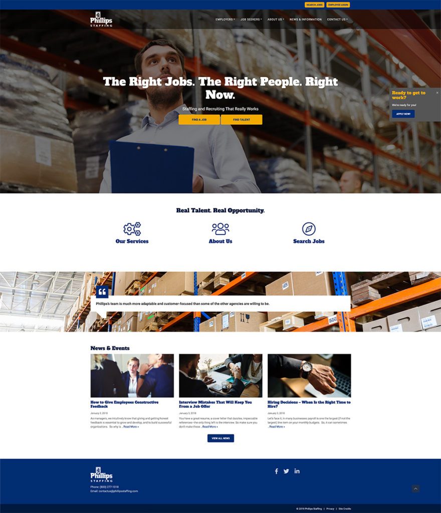 Phillips Staffing website