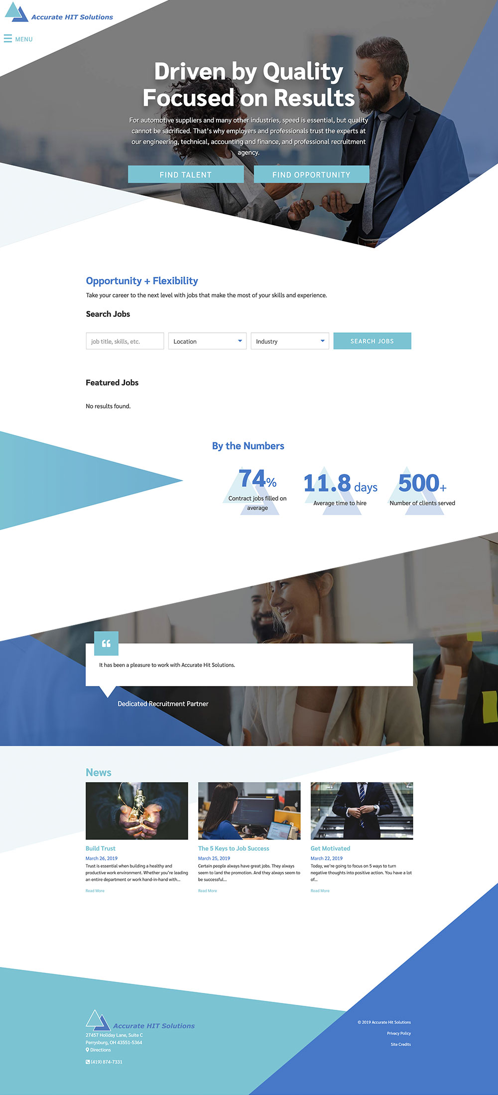 Full composite of Accurate Hit Solutions' website