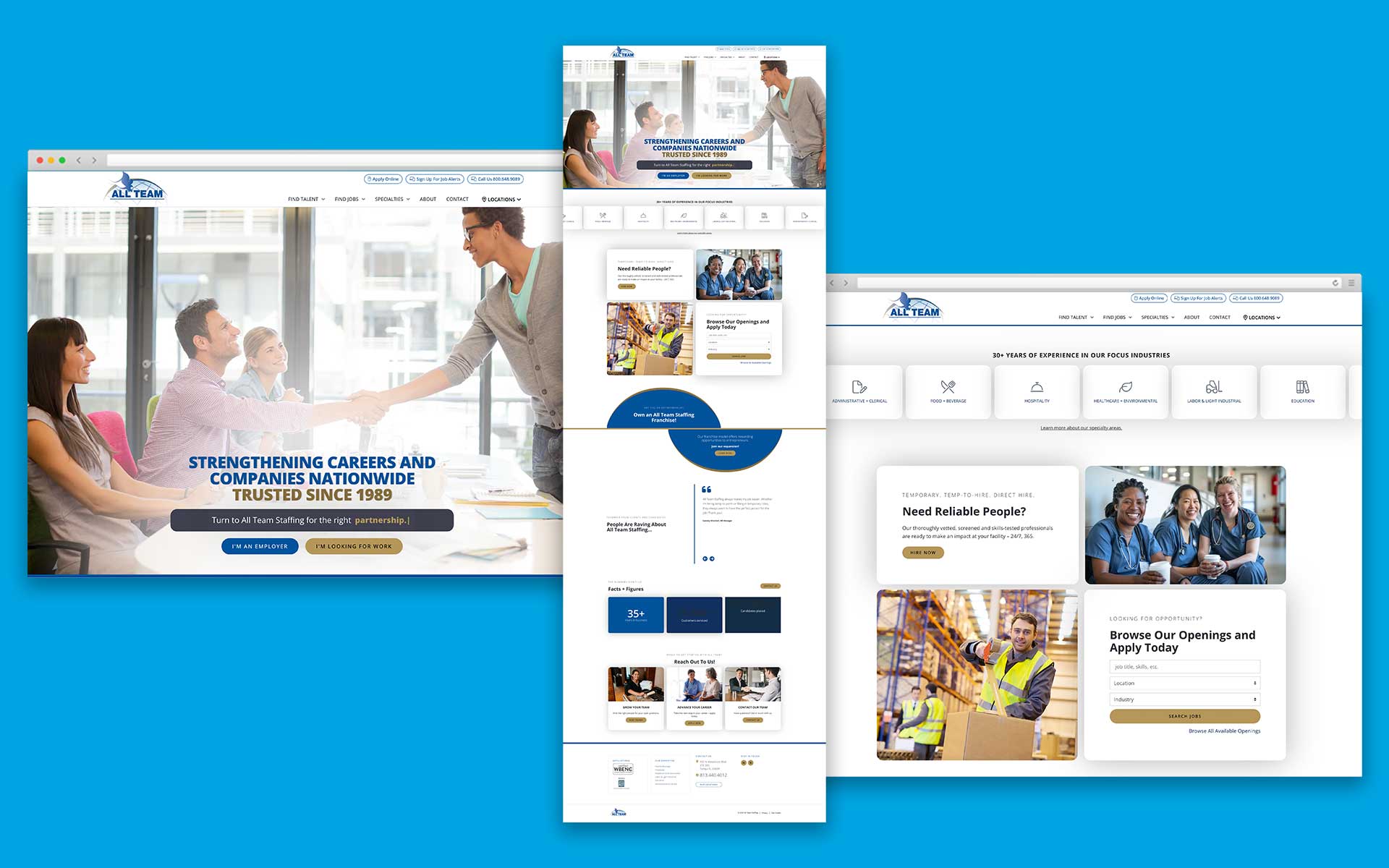 All Team Staffing website