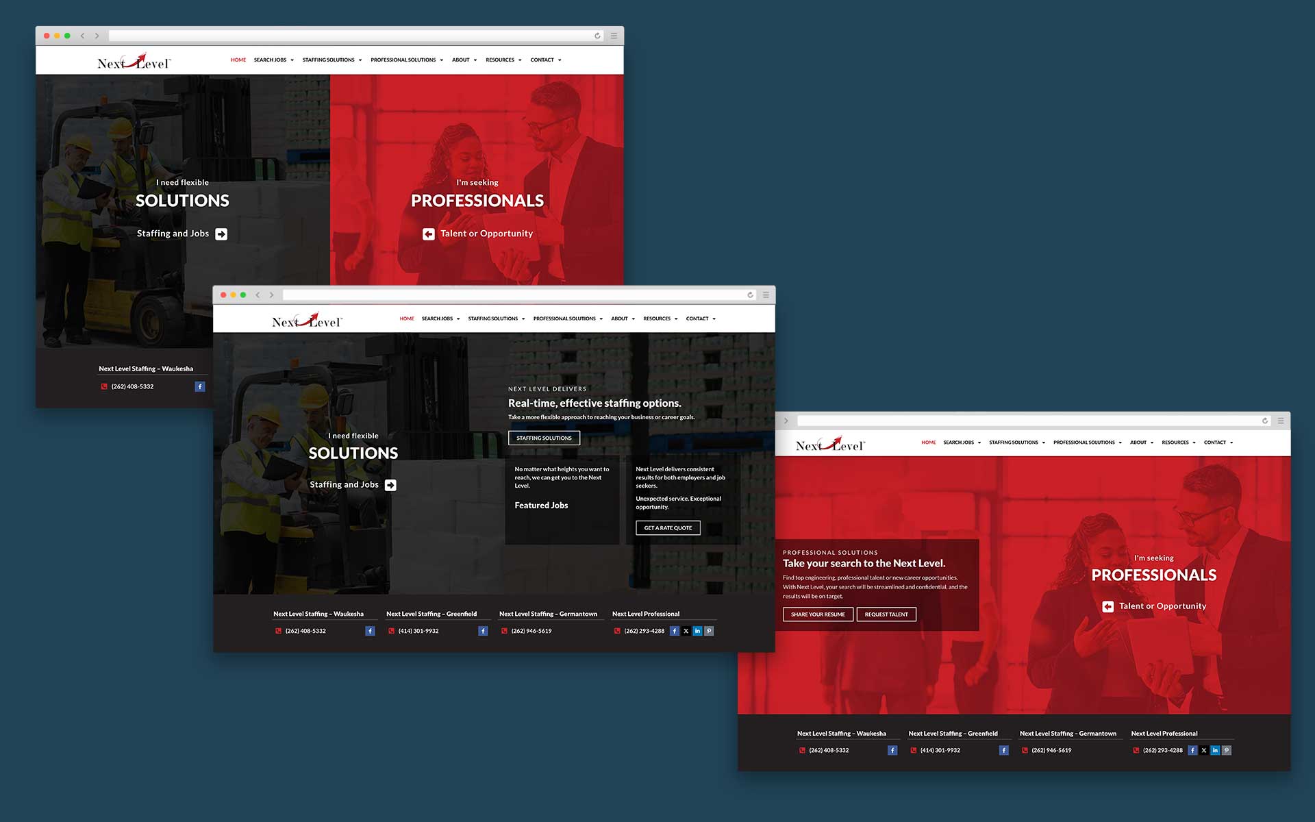 Next Level Staffing website
