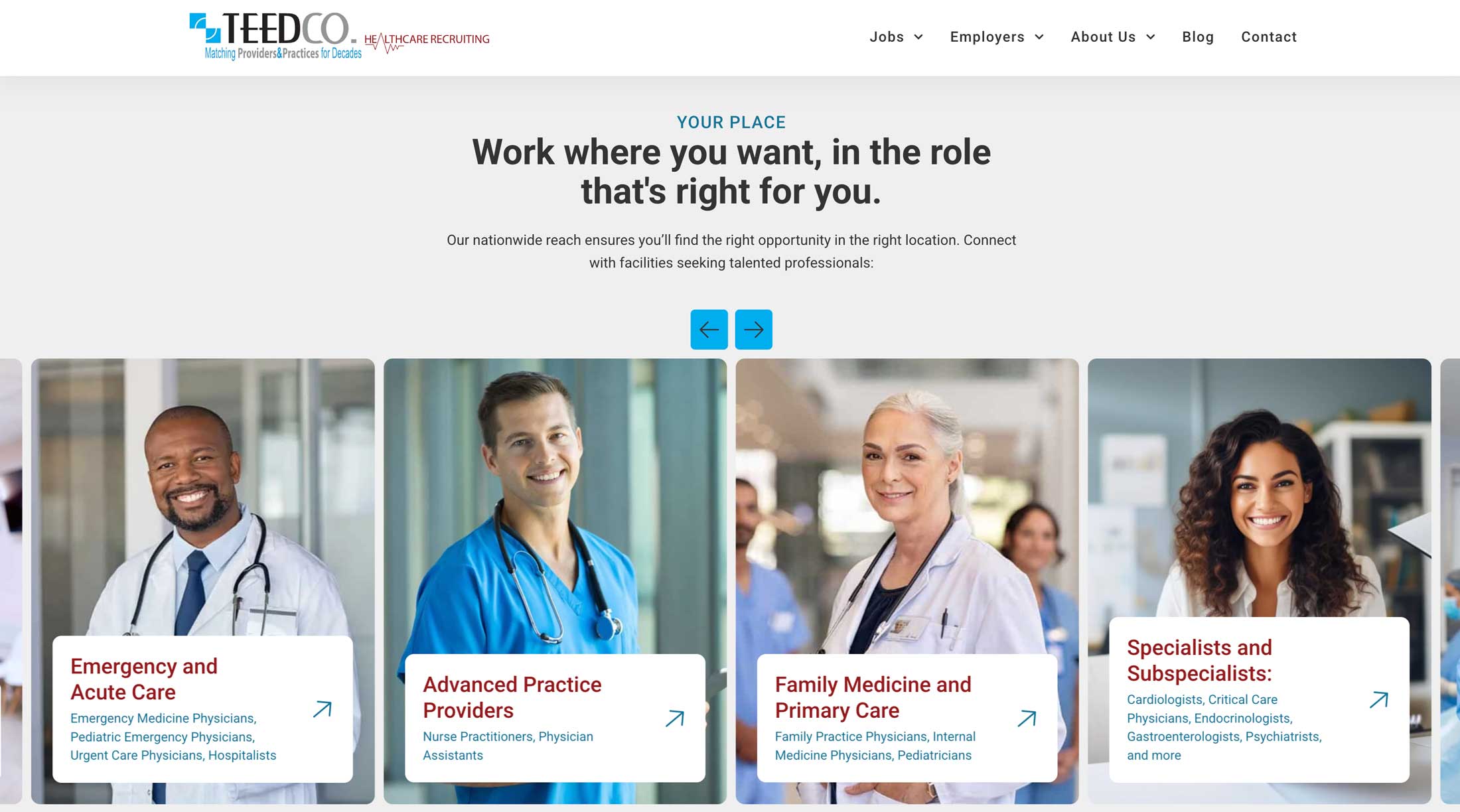 TeedCo. Healthcare & Staffing website